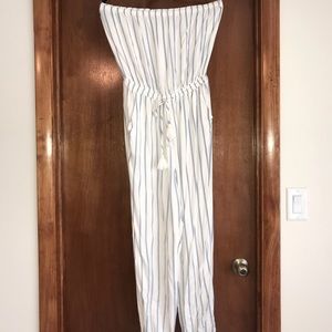 Forever 21 Striped Jumpsuit with Pockets